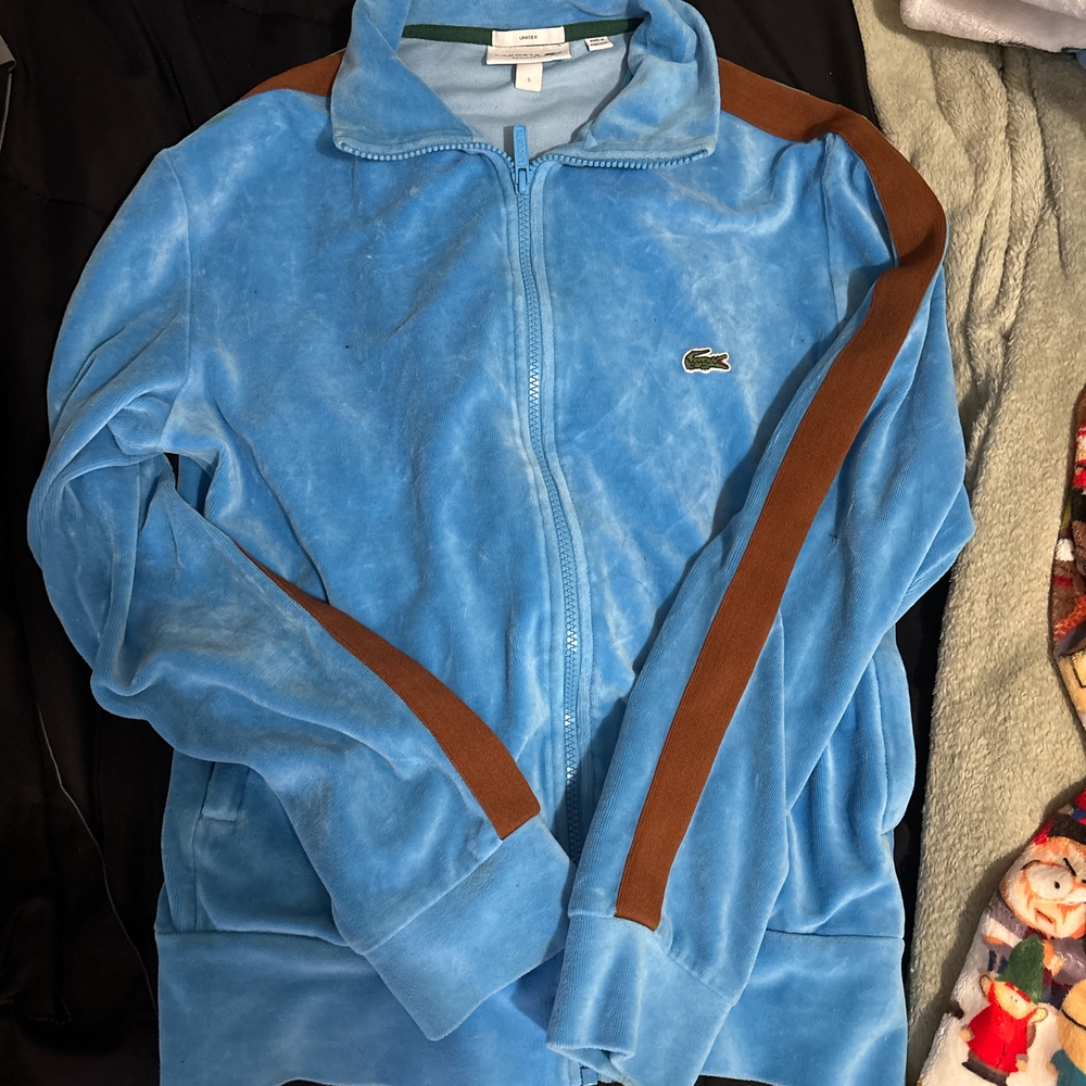 Lacoste Light Blue and Brown Velvet Jacket Unisex
